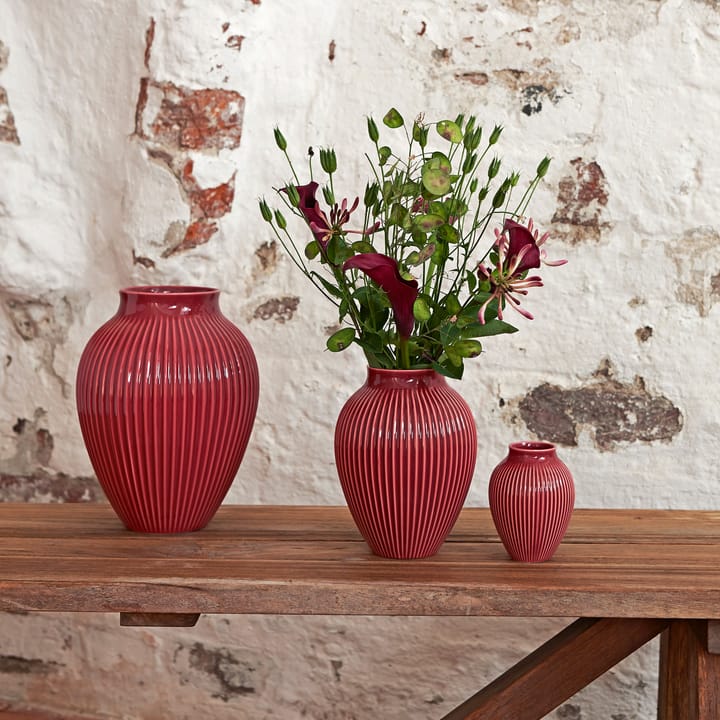 Vase rainuré Knabstrup 20 cm - Bordeaux - Knabstrup Keramik