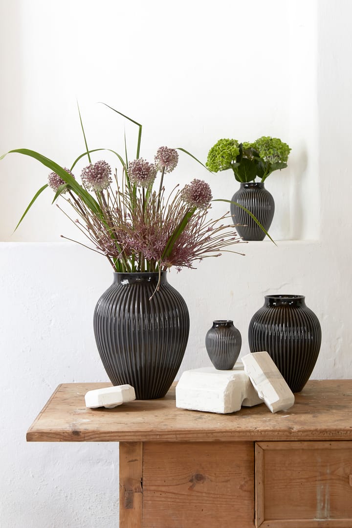 Vase rainuré Knabstrup 20 cm - Noir - Knabstrup Keramik