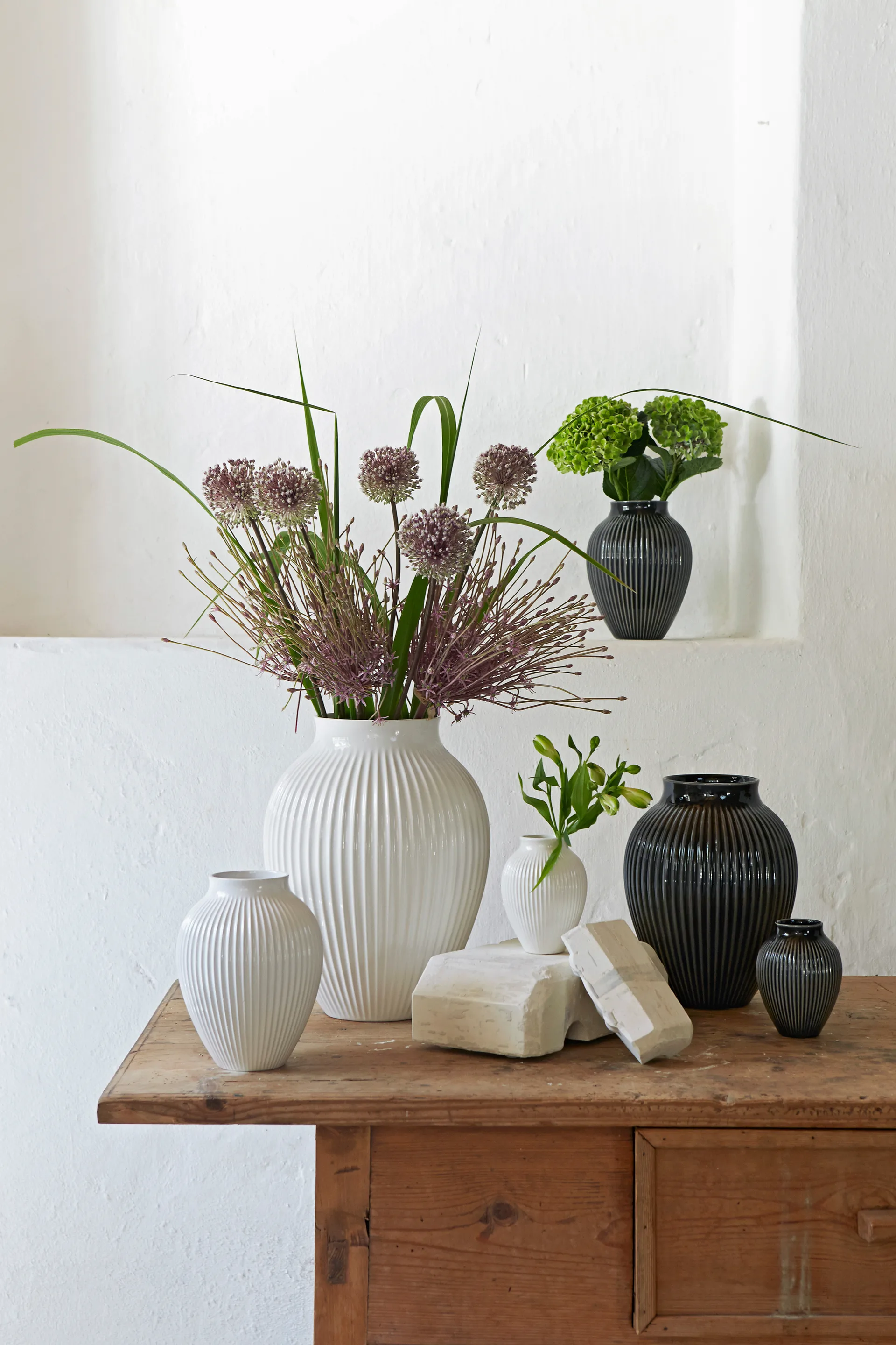 Vase rainuré Knabstrup 35 cm, Blanc Knabstrup Keramik