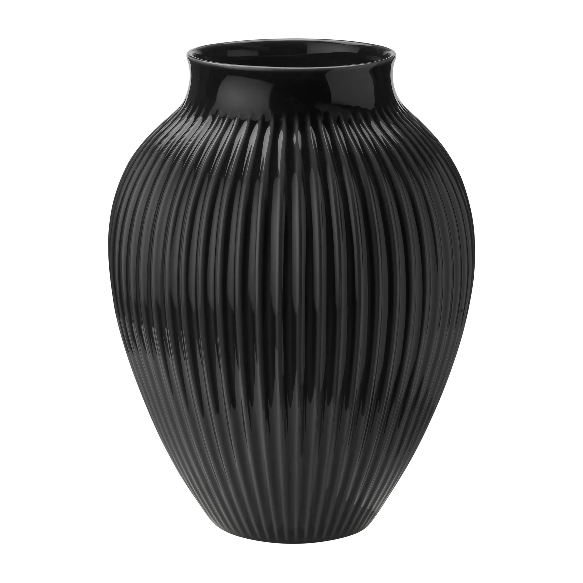 Vase rainuré Knabstrup 35 cm, Noir Knabstrup Keramik