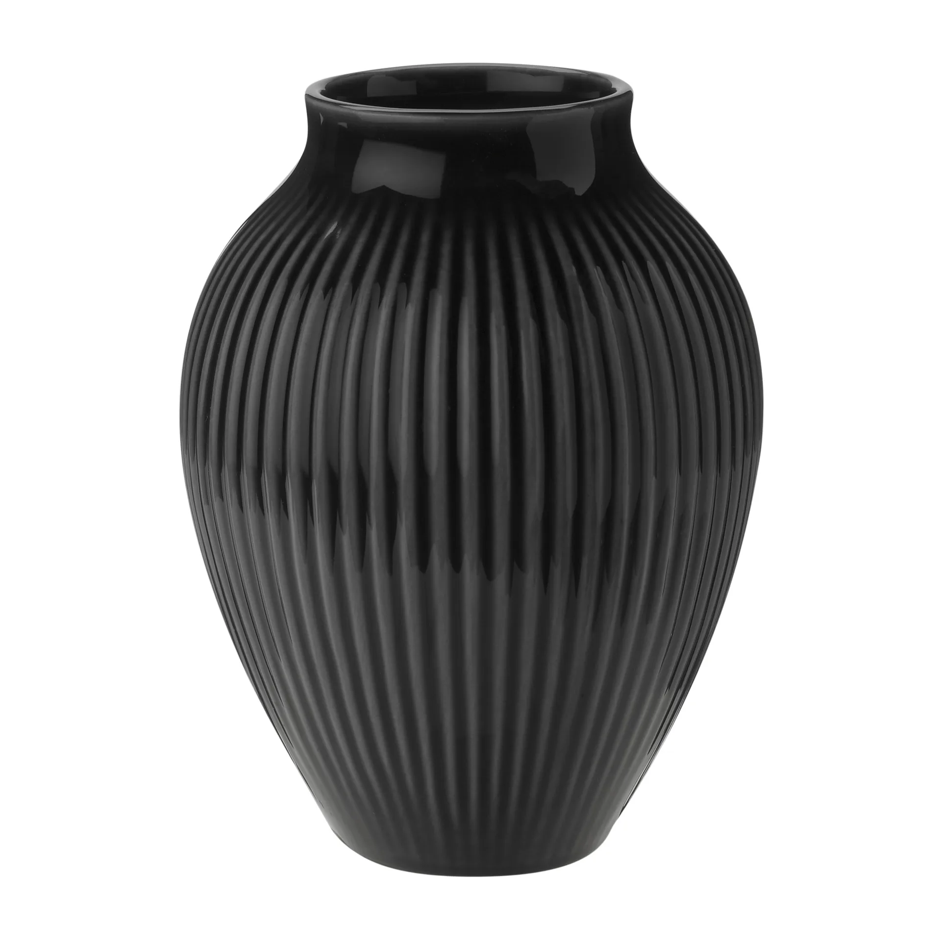 Vase strié Knabstrup 12,5 cm, Noir Knabstrup Keramik
