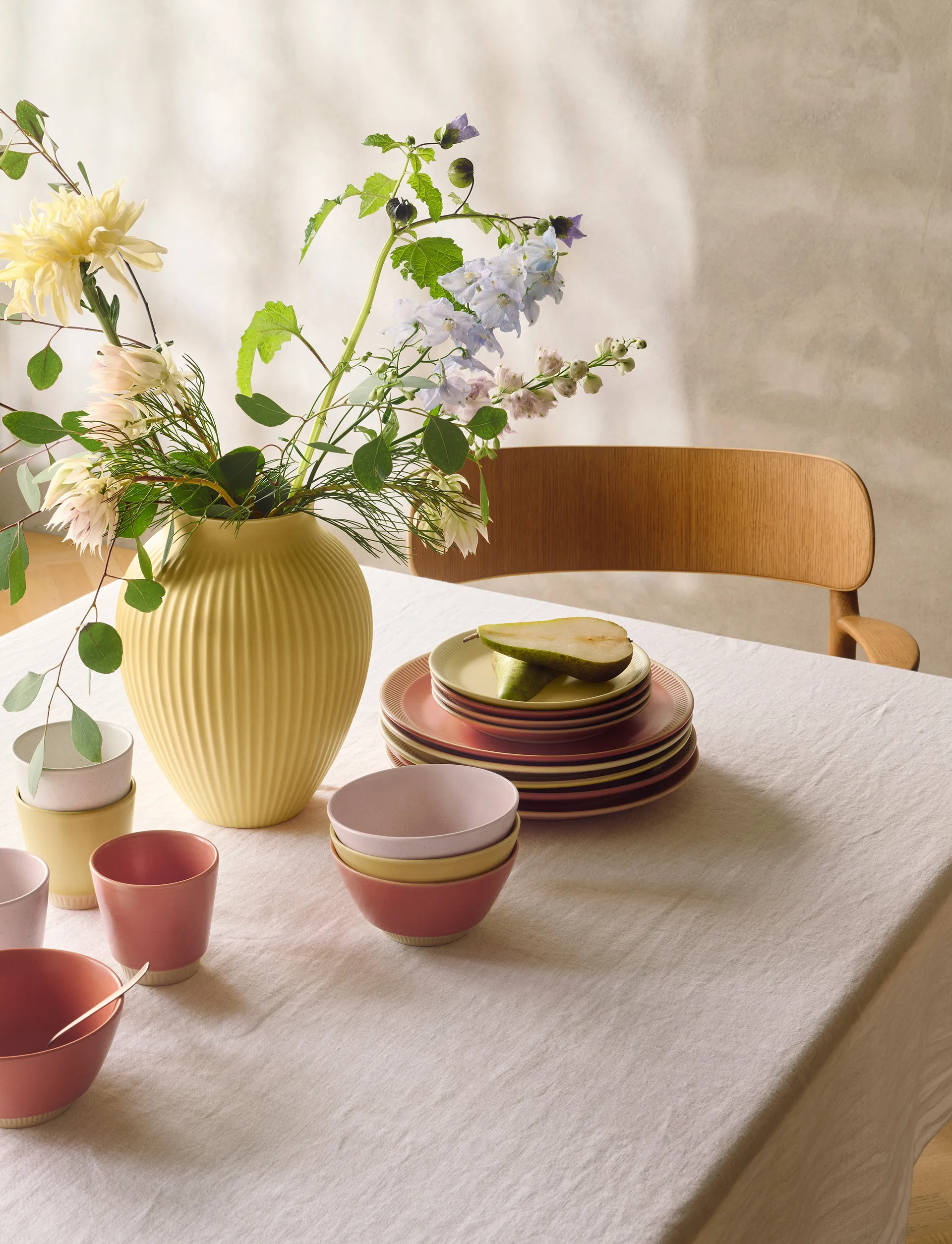 Vase strié Knabstrup 12,5 cm, Yellow Knabstrup Keramik