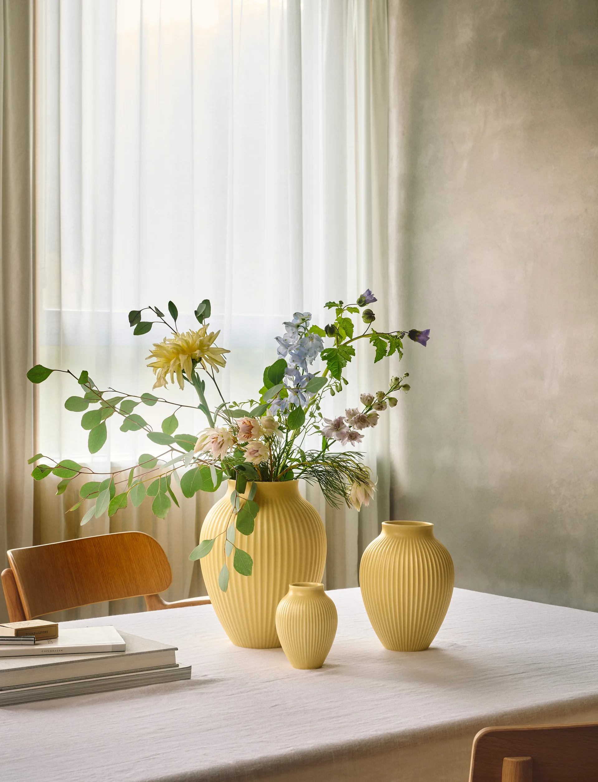 Vase strié Knabstrup 12,5 cm, Yellow Knabstrup Keramik