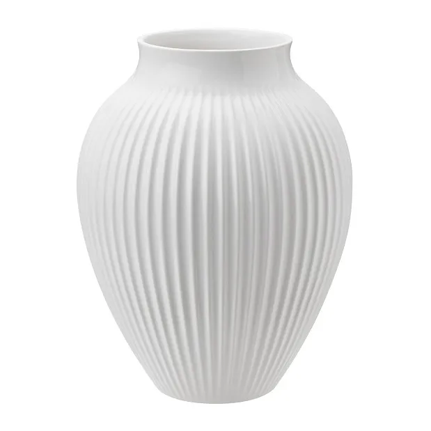 Vase strié Knabstrup 20 cm, Blanc Knabstrup Keramik