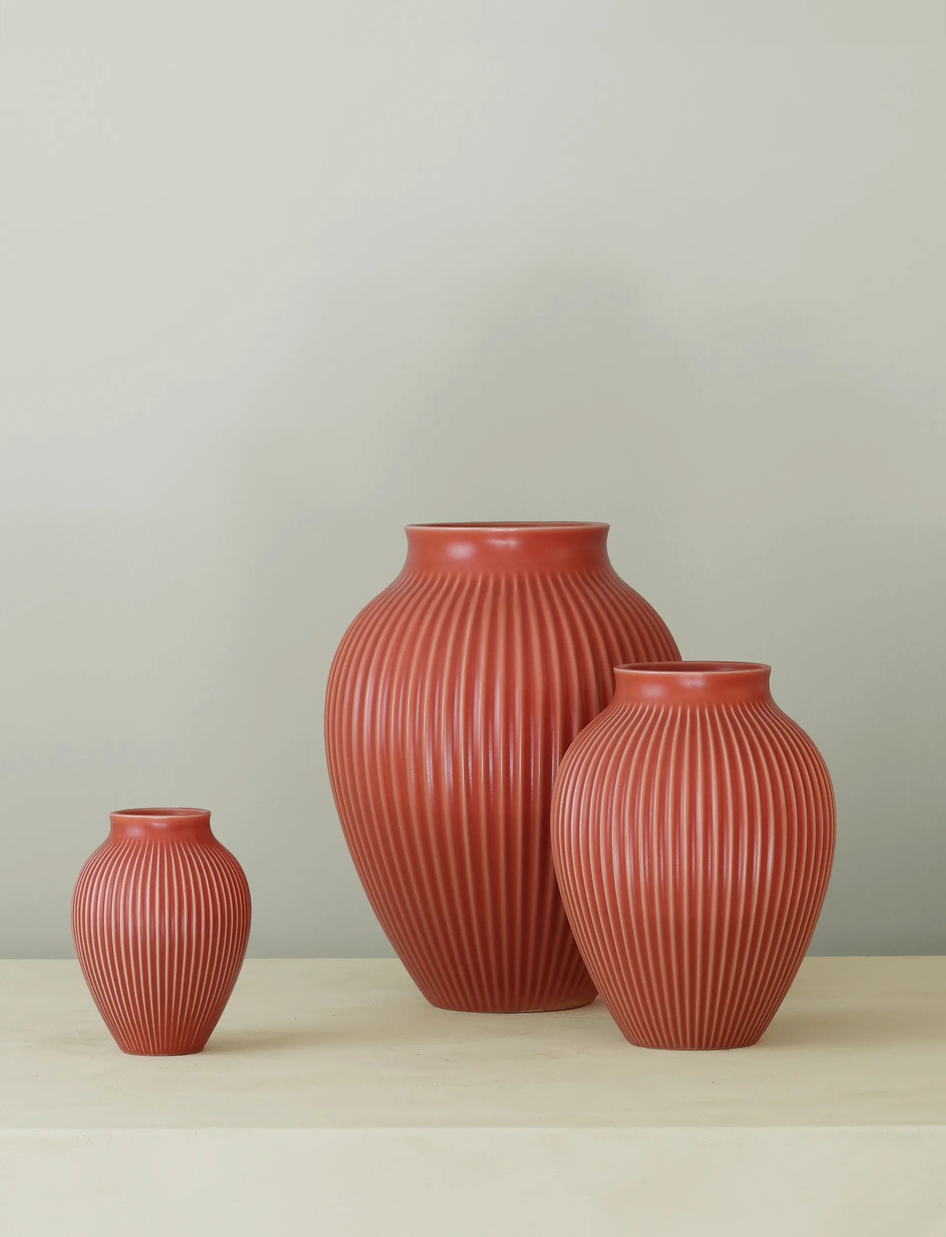 Vase strié Knabstrup 20 cm, Coral Knabstrup Keramik