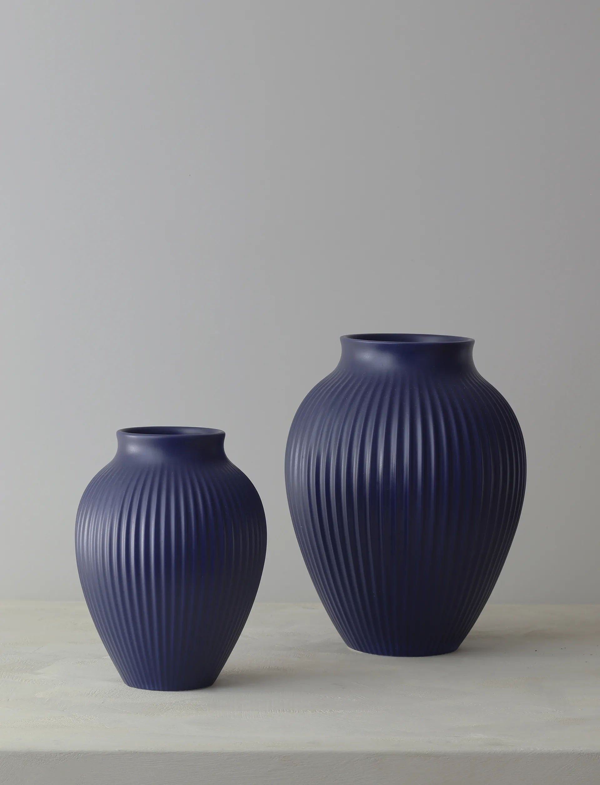 Vase strié Knabstrup 20 cm, Dark blue Knabstrup Keramik