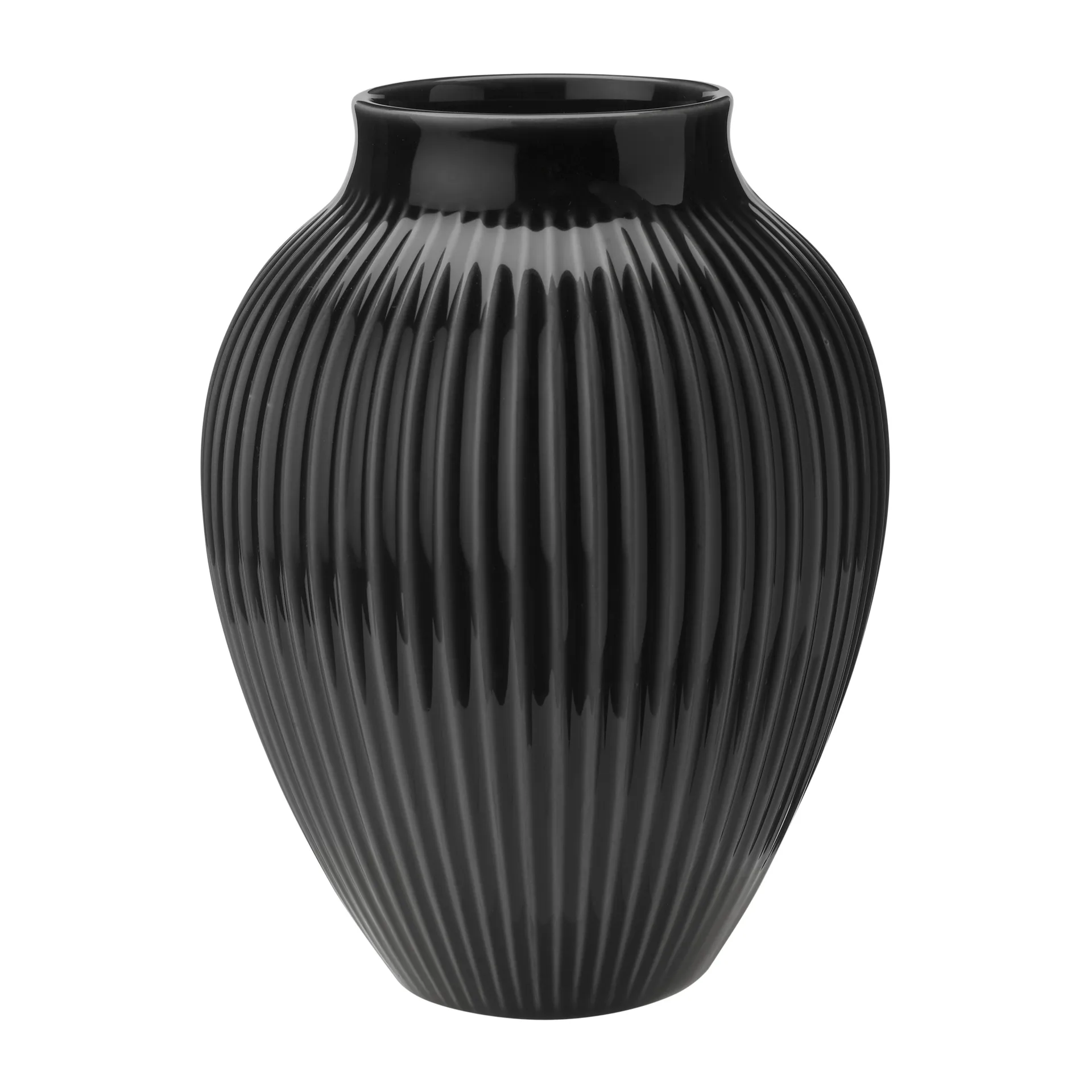 Vase strié Knabstrup 20 cm, Noir Knabstrup Keramik