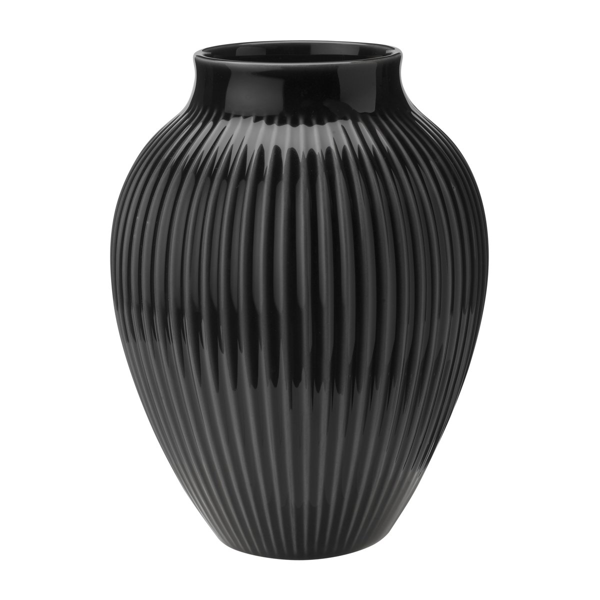 Knabstrup Keramik Vase strié Knabstrup 20 cm Noir | Design Scandinave | Vases | Noir