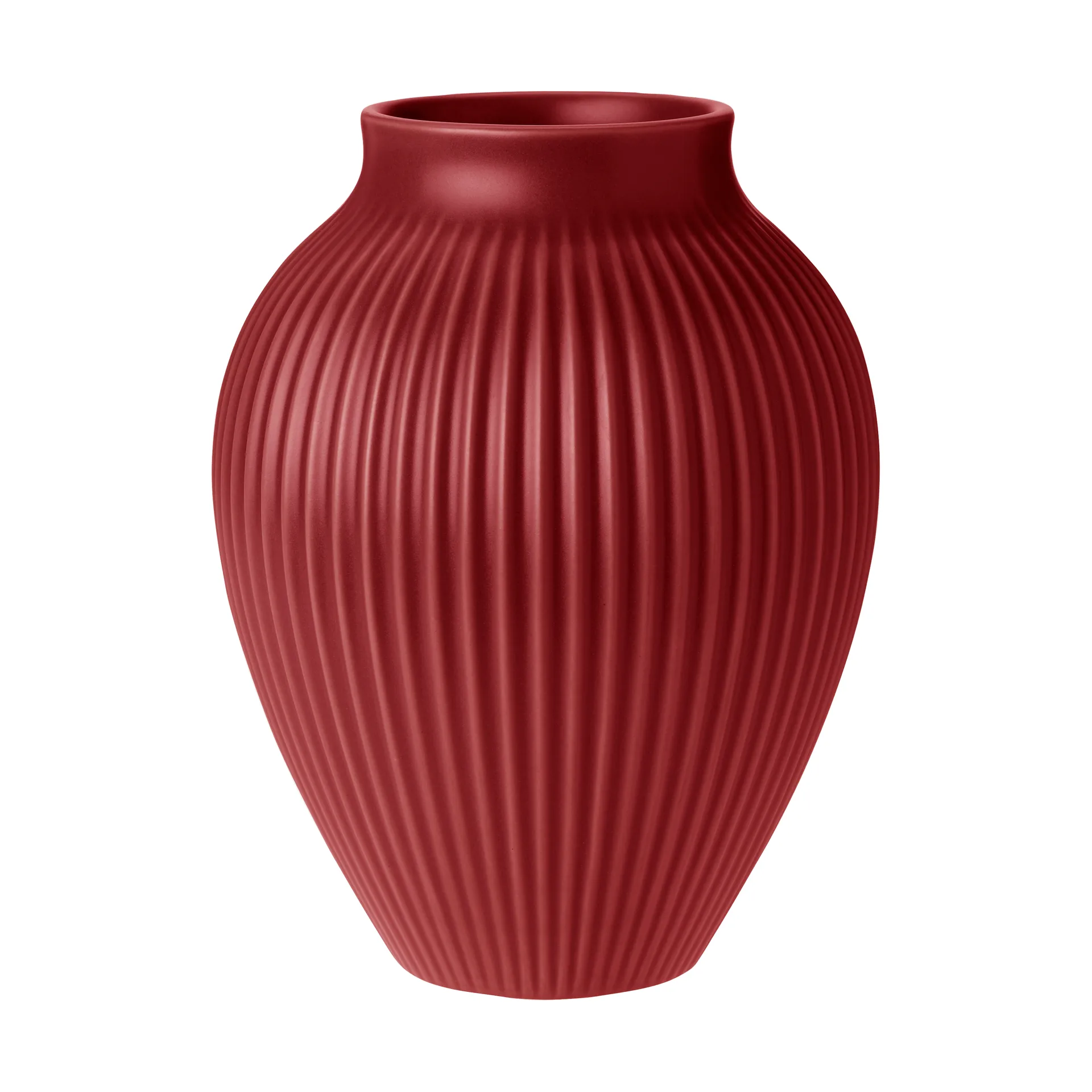 Vase strié Knabstrup 20 cm, rouge cerise doux Knabstrup Keramik