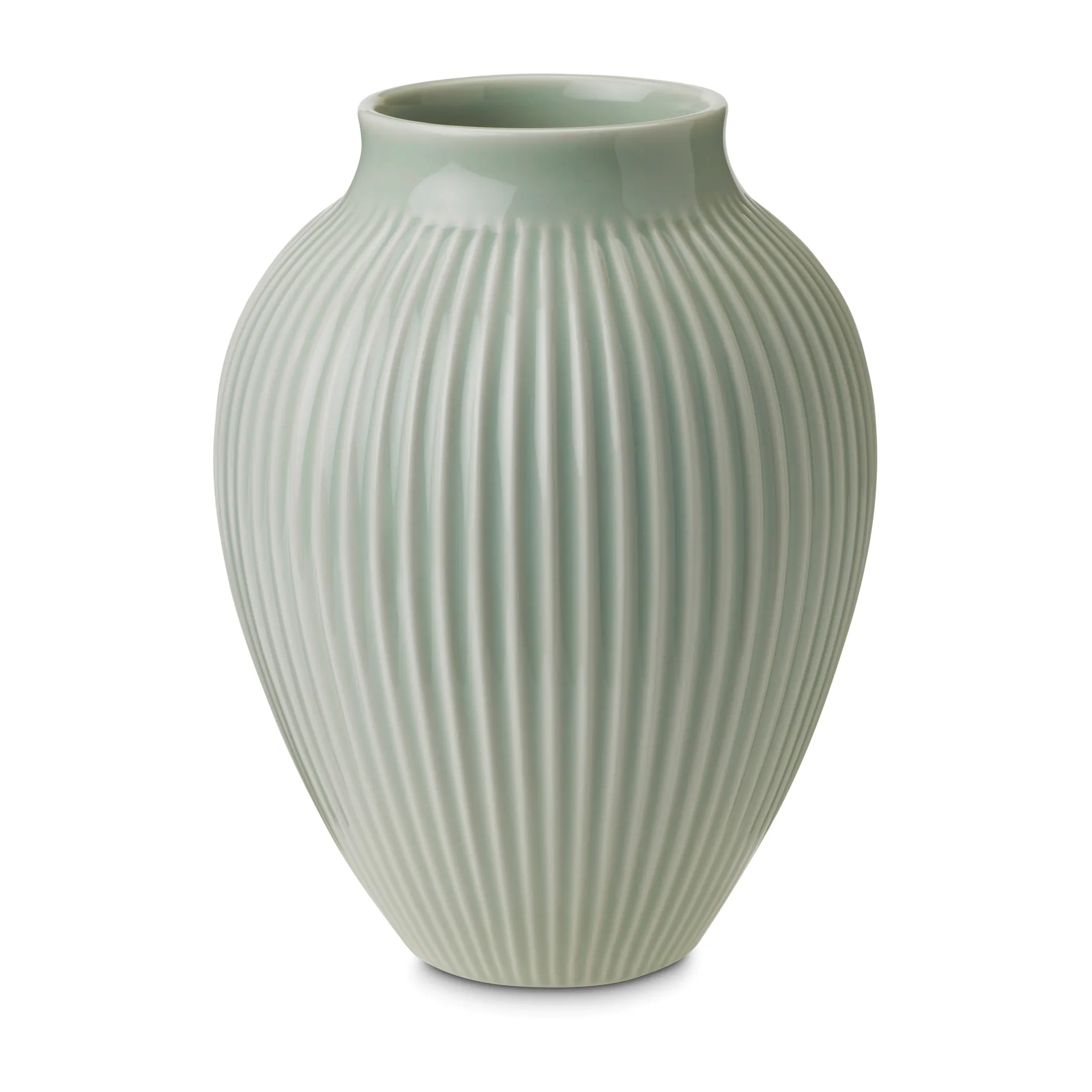 Vase strié Knabstrup 20 cm, Vert menthe Knabstrup Keramik