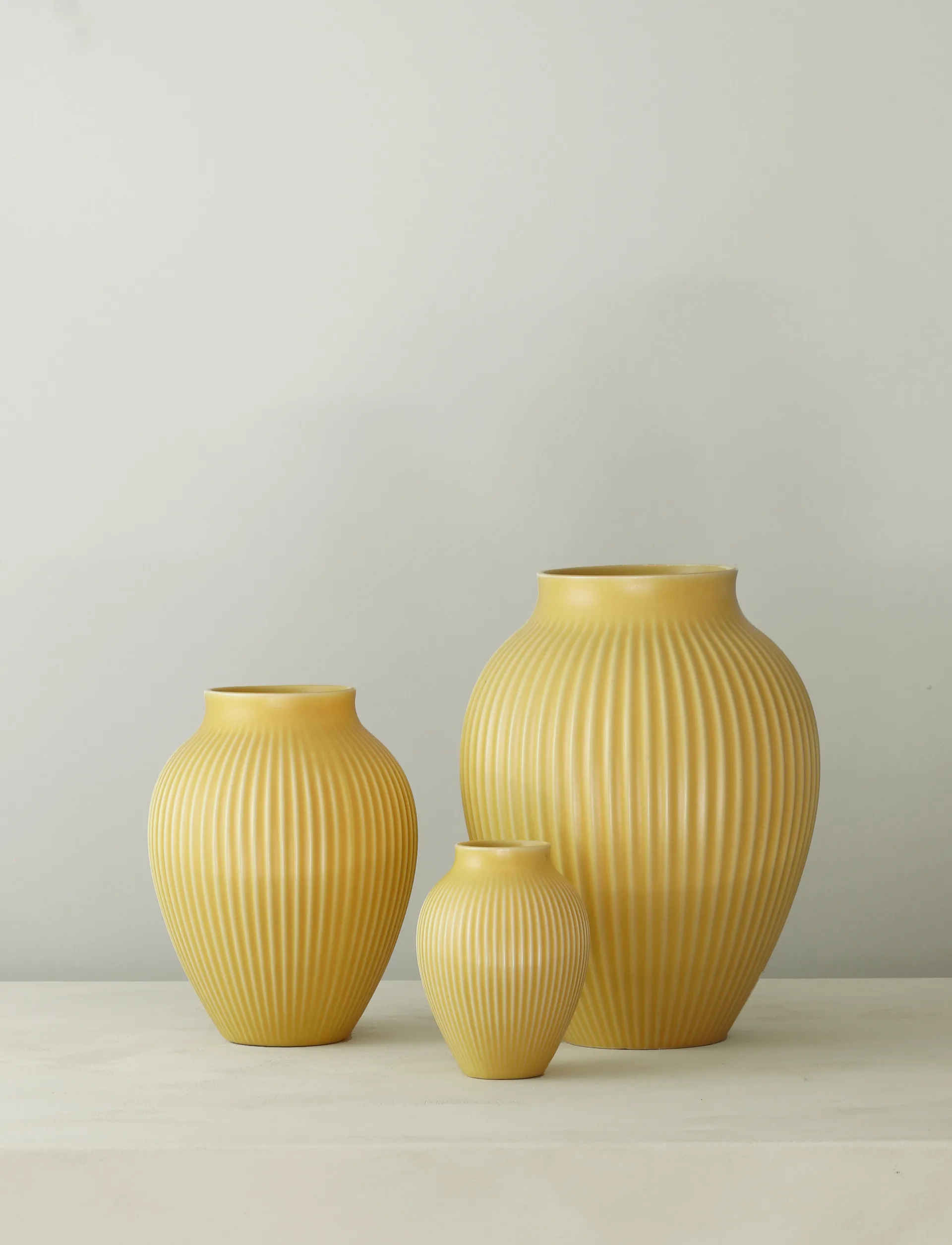 Vase strié Knabstrup 20 cm, Yellow Knabstrup Keramik