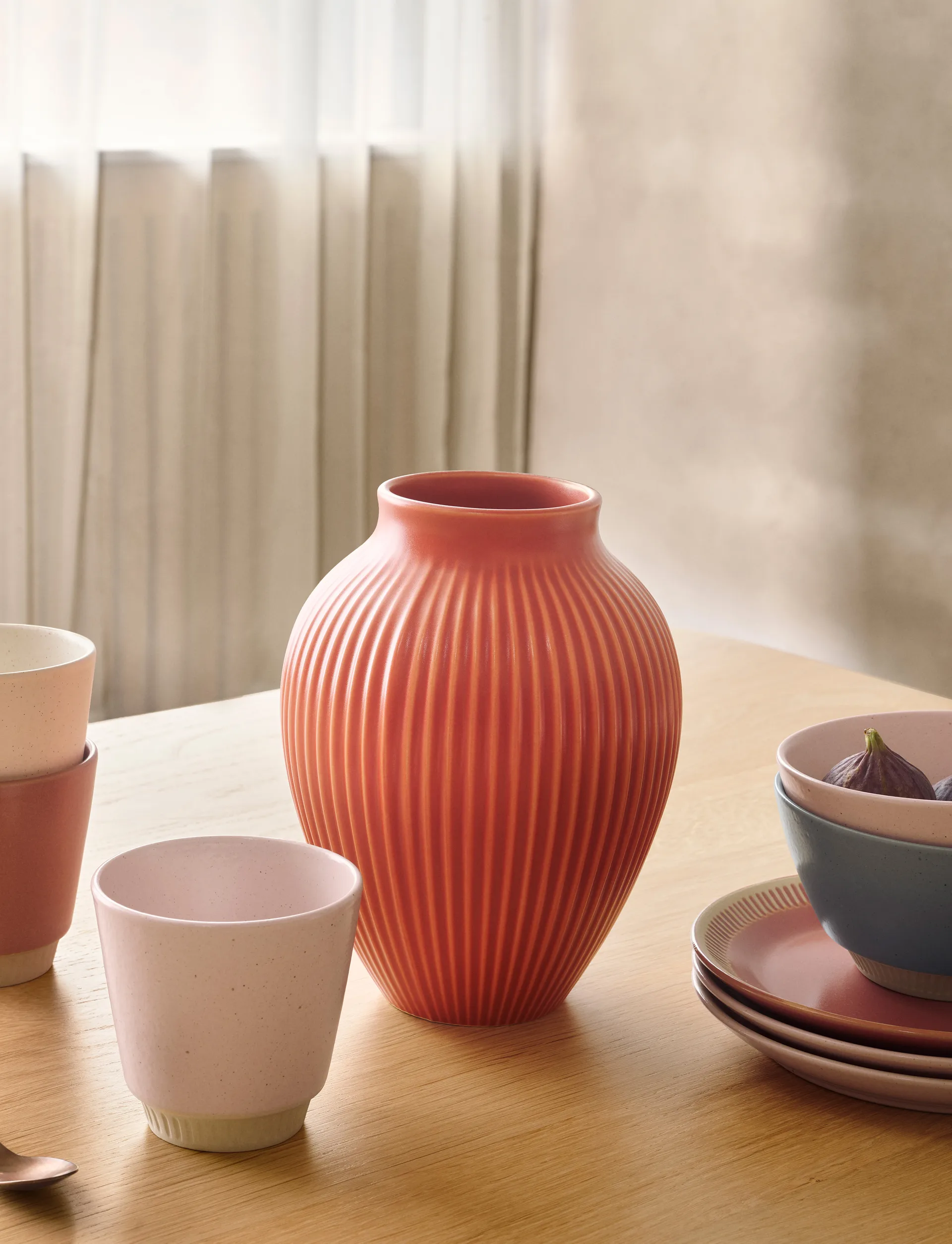 Vase strié Knabstrup 27 cm, Coral Knabstrup Keramik