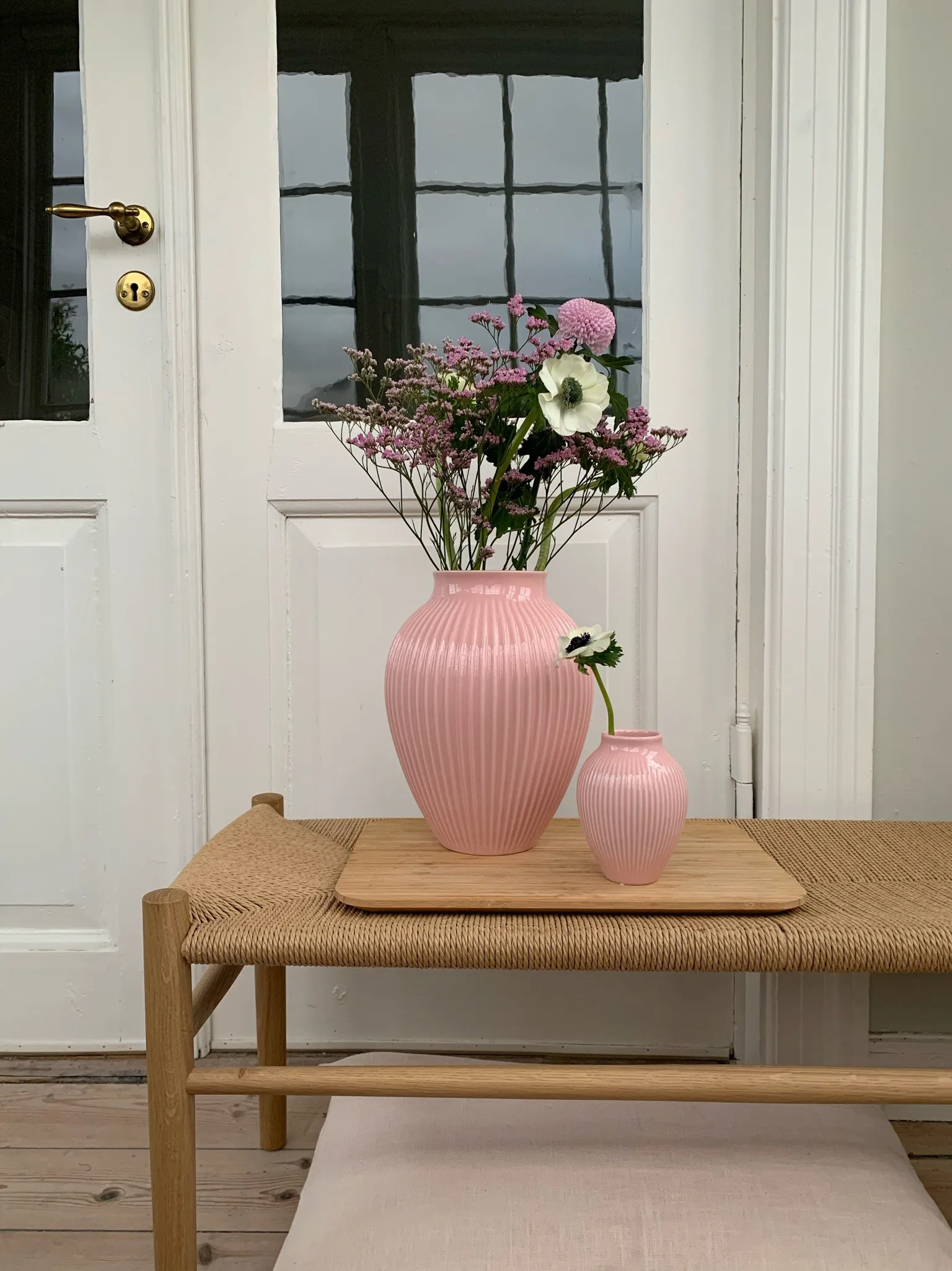 Vase strié Knabstrup 27 cm, Rose Knabstrup Keramik
