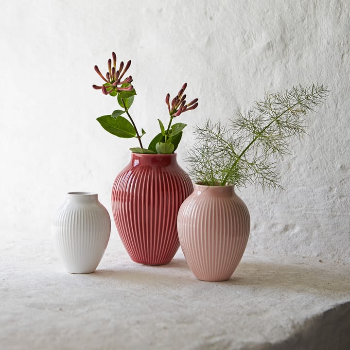 Vase strié Knabstrup Lot de 3, Bordeaux-Rose-blanc Knabstrup Keramik