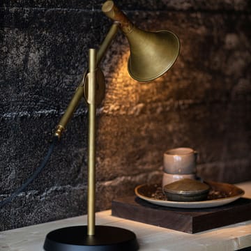 Lampe de table Megafon - laiton brut, pied noir - Konsthantverk