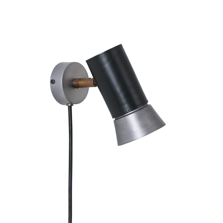 Lampe murale Kusk - fer brut/cuir noir - Konsthantverk