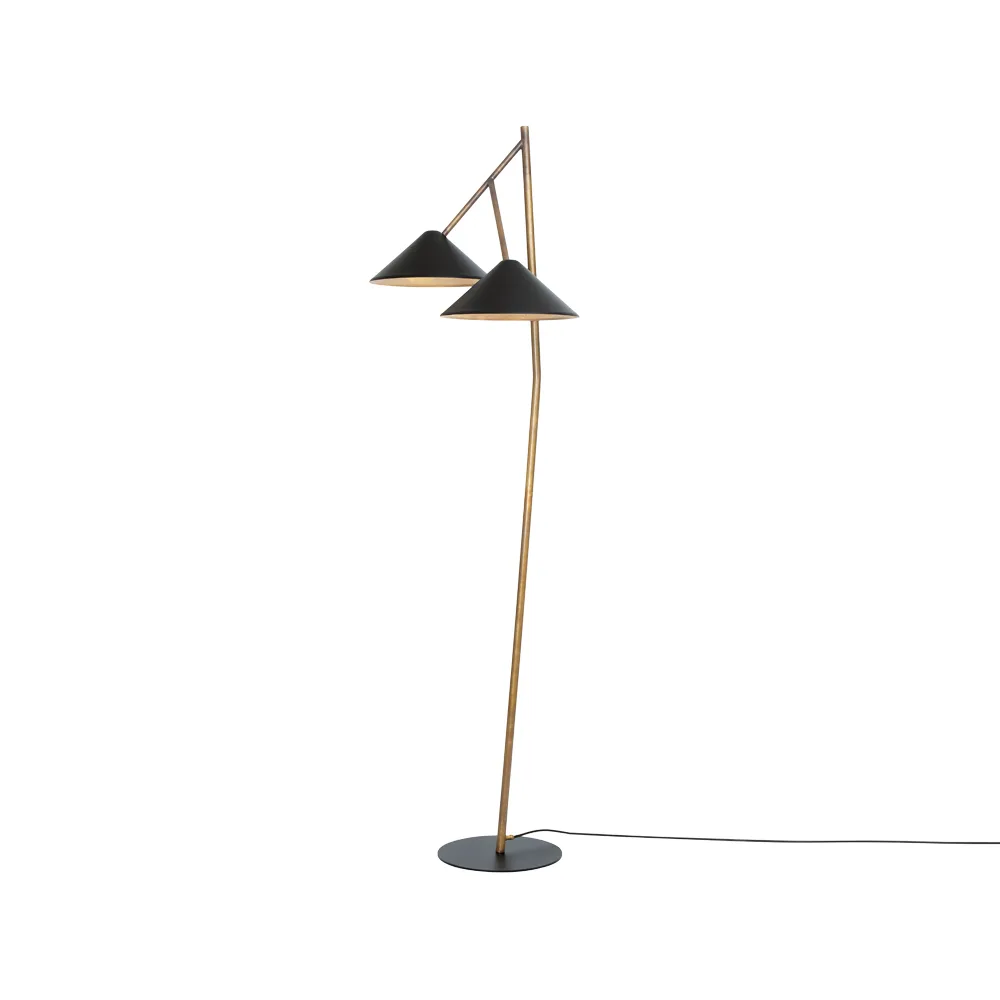 Lampe sur pied Grenverk, laiton brut/noir Konsthantverk