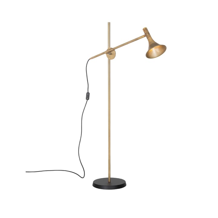 Lampe sur pied Megafon - laiton brut, pied noir - Konsthantverk