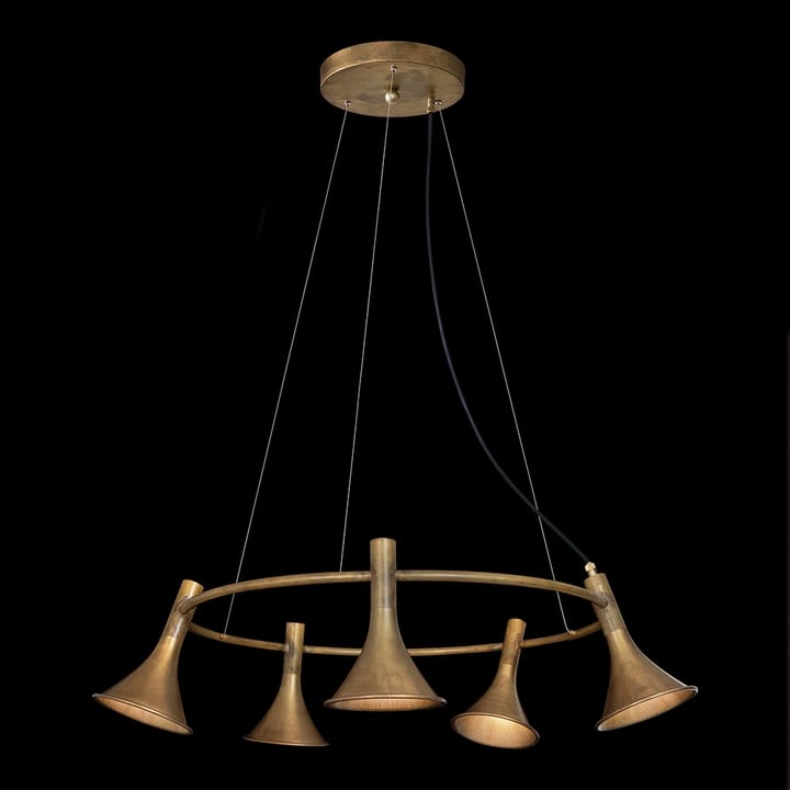 Megafon 5- Pendentif rond bas, laiton brut Konsthantverk