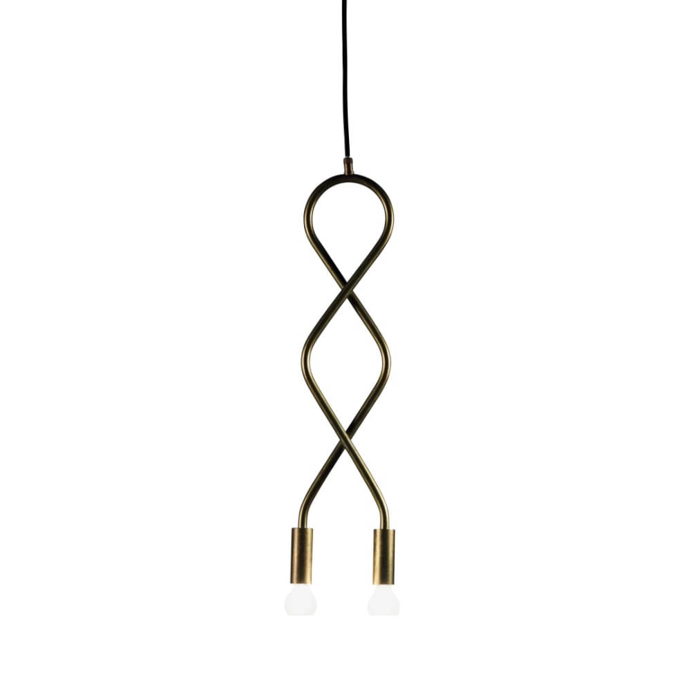 Konsthantverk Pendule Eld laiton brut, 2 brûleurs | Design Scandinave | Suspensions & lustres | Doré