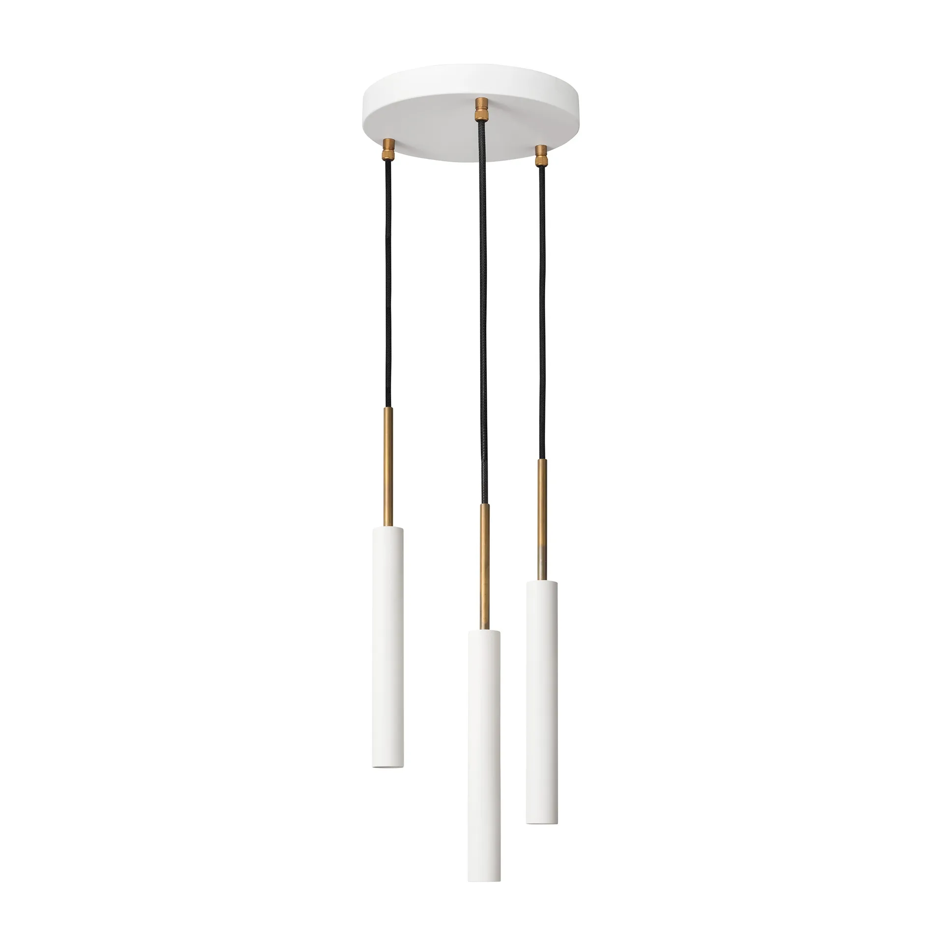 Suspension Stav 3 coupelle de plafond ronde, Laiton brut/blanc Konsthantverk