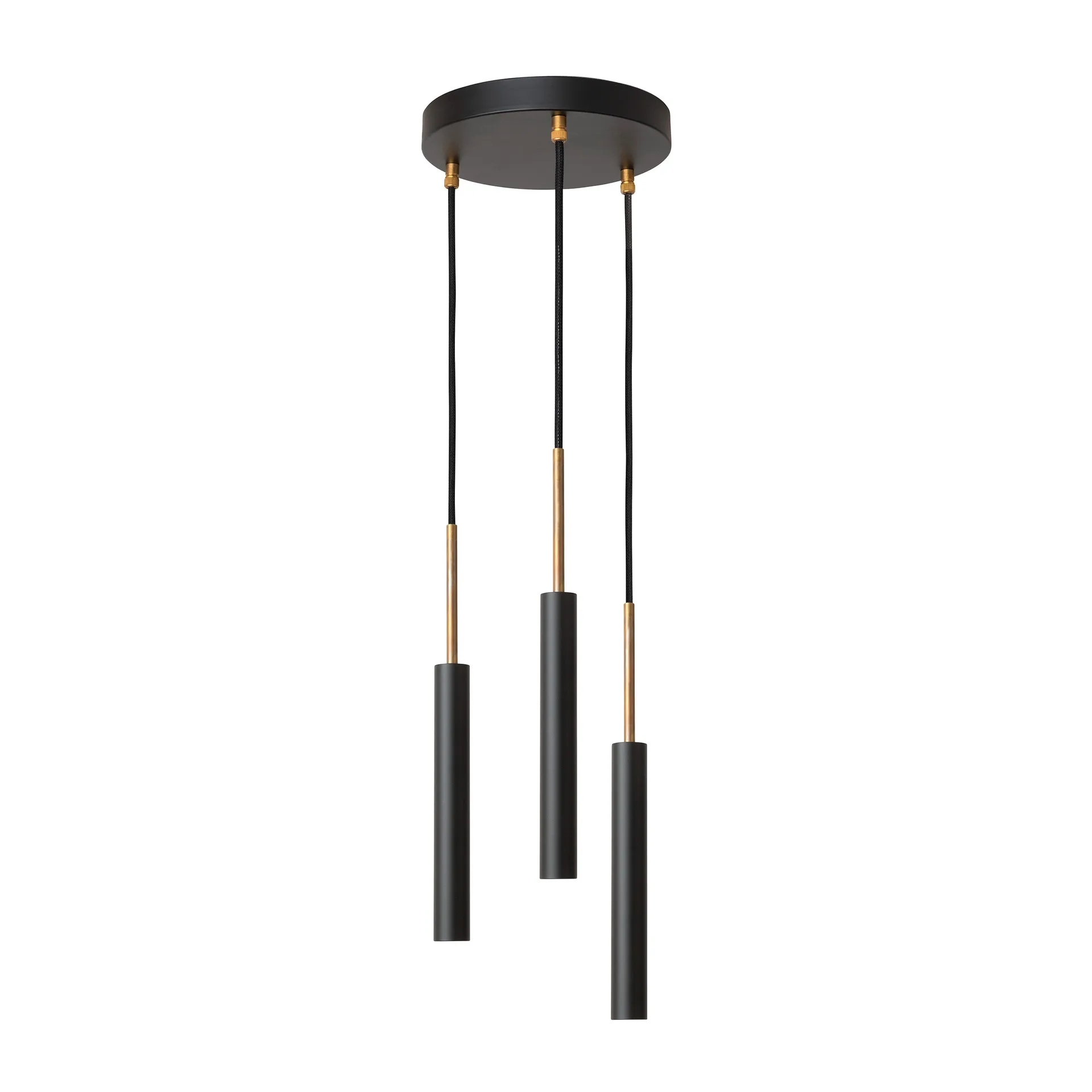 Suspension Stav 3 coupelle de plafond ronde, Noir/laiton brut Konsthantverk