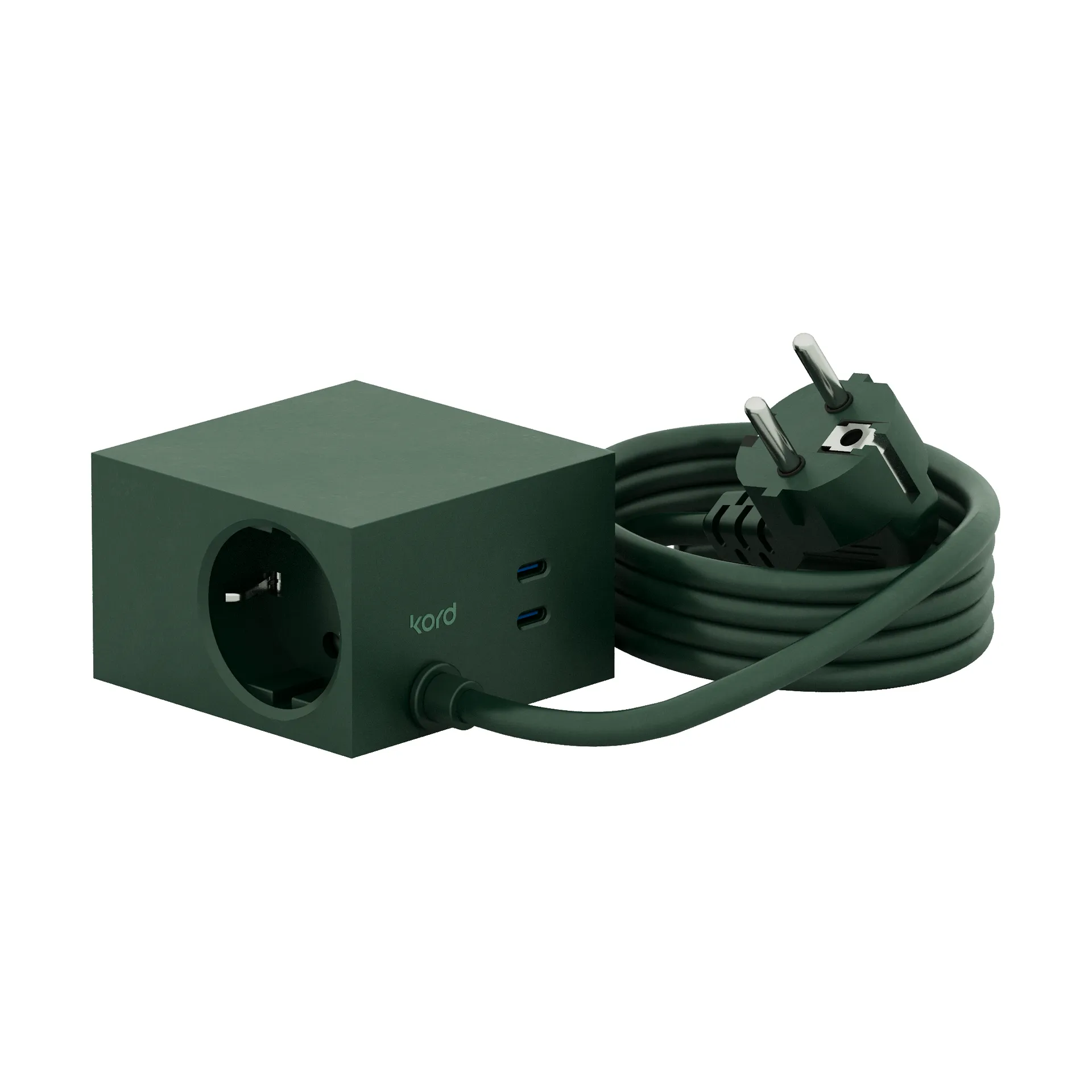 Prise Cuboid+ USB-C 30W 2 m, Dark Green Kord