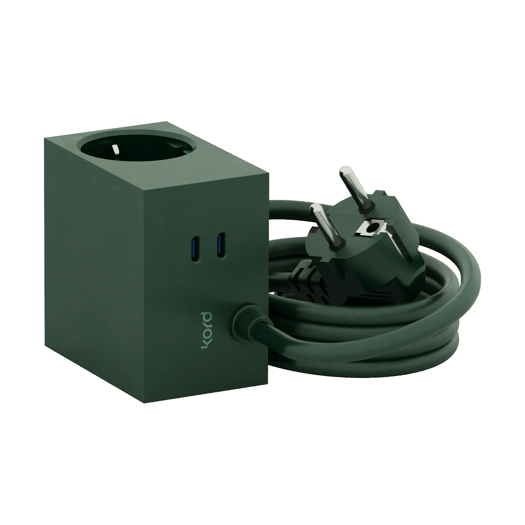 Prise Cuboid+ USB-C 30W 2 m, Dark Green Kord