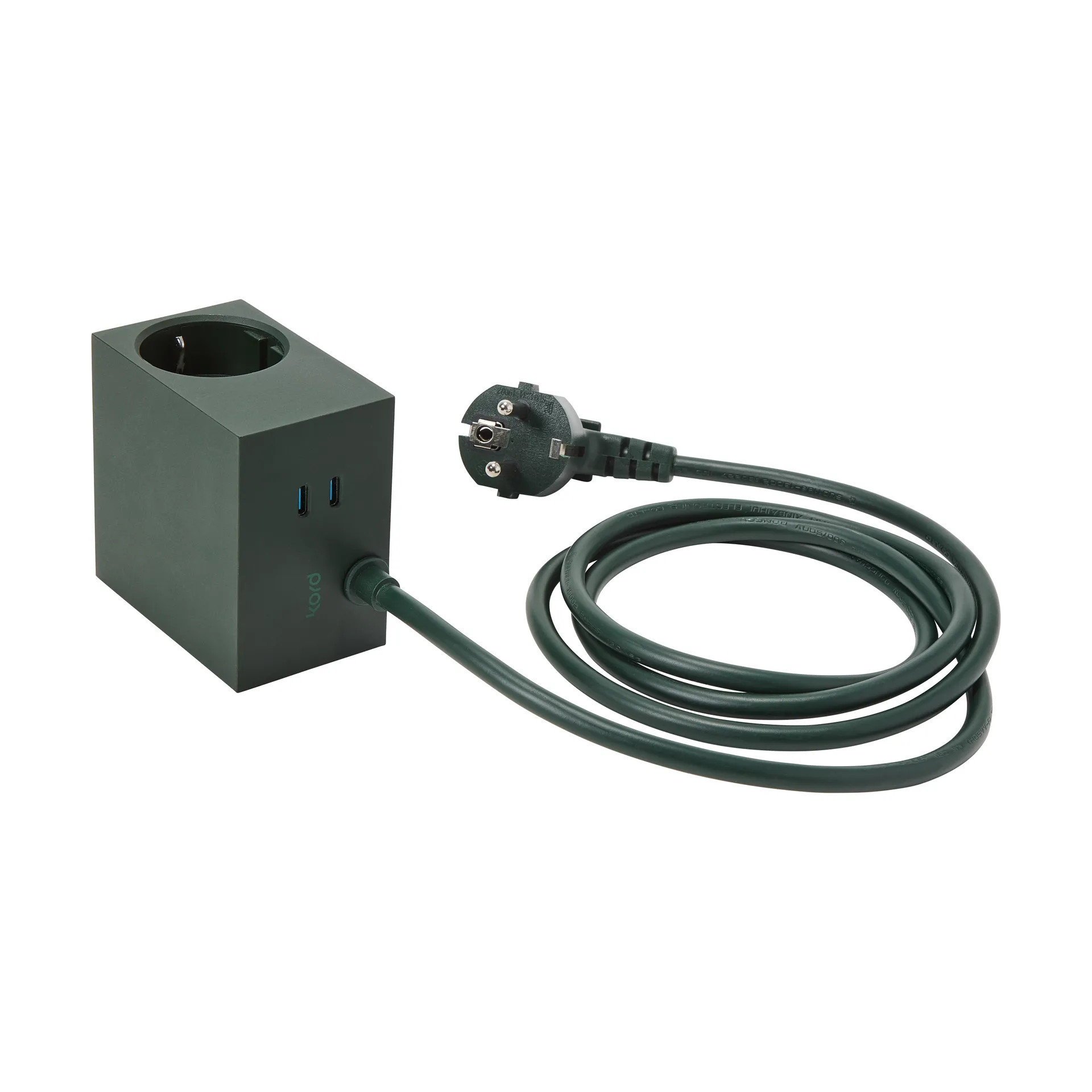 Prise Cuboid+ USB-C 30W 2 m, Dark Green Kord
