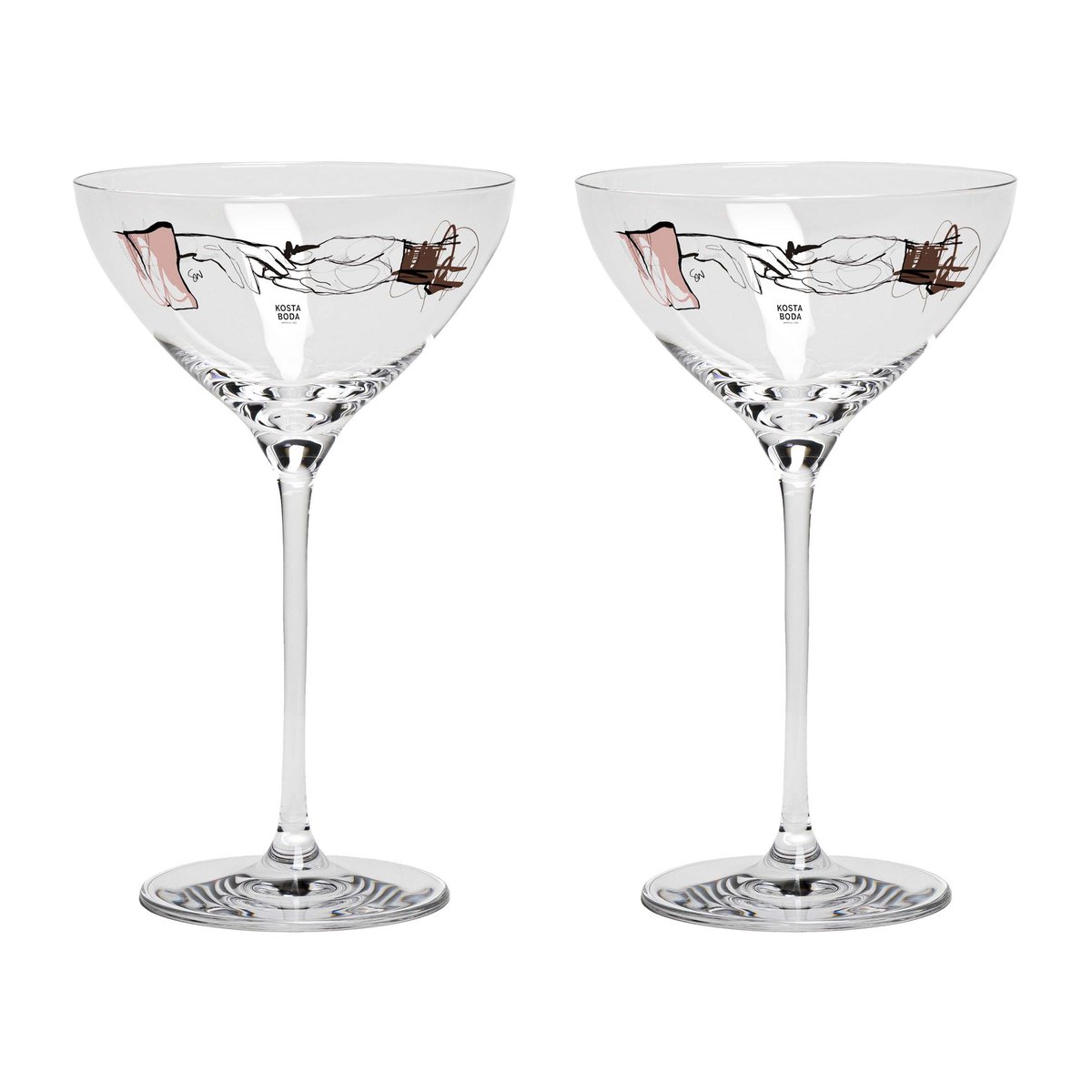 kosta boda coupe à champagne you and me together 32 cl lot de 2 clear / multi