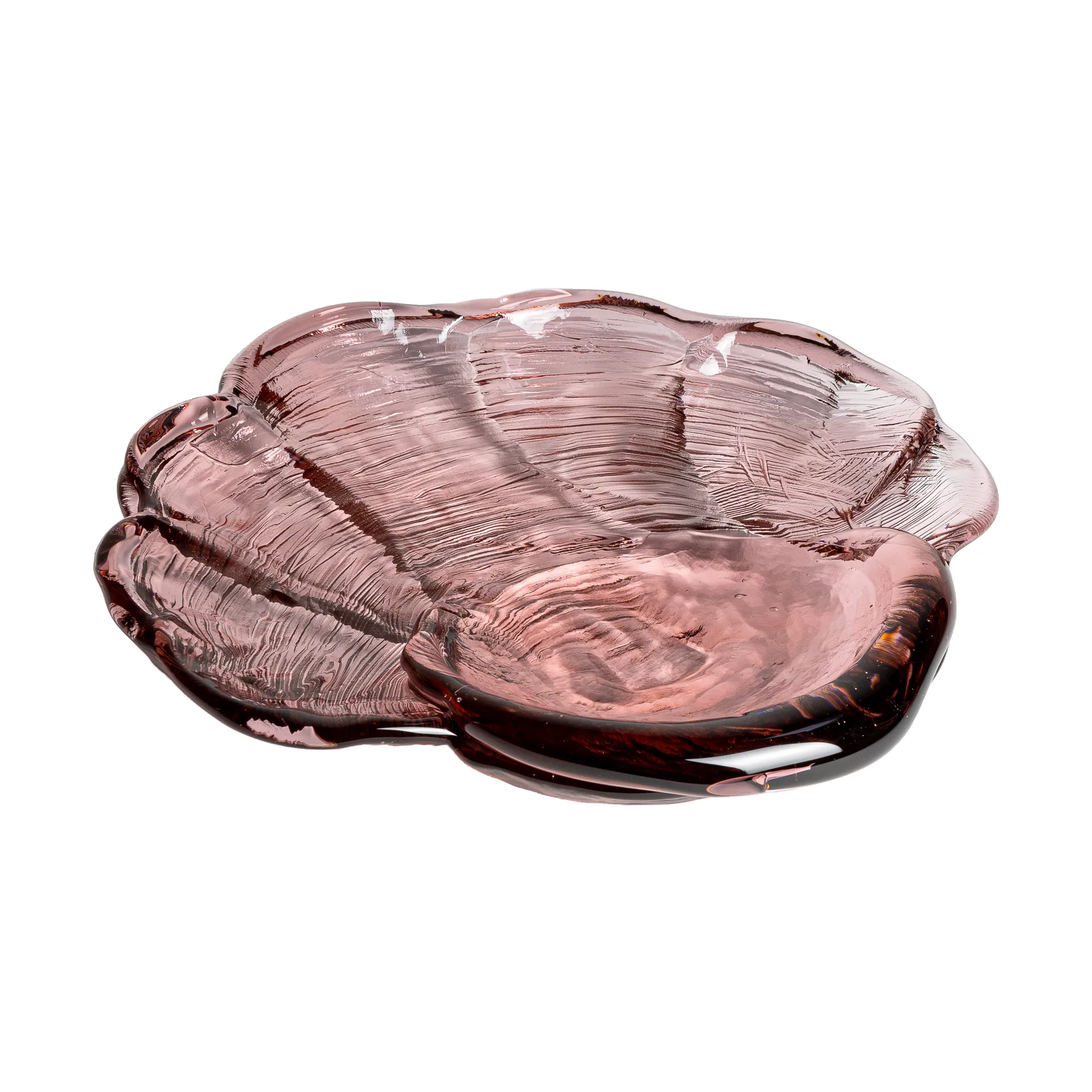 Coupelle en verre d'art coquillage 30x33 cm, Rose Kosta Boda