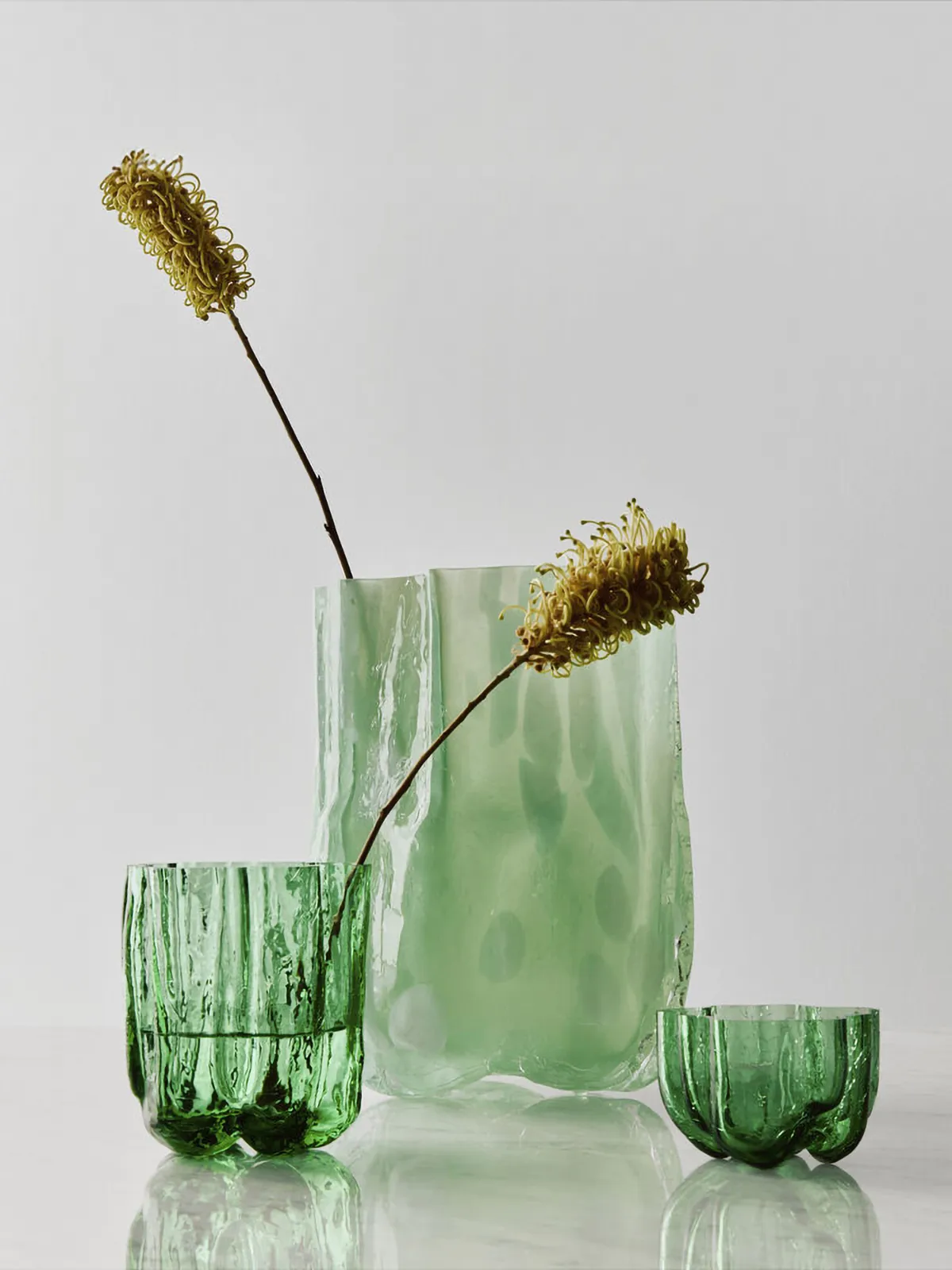 Photophore Crackle 5,8 cm, Vert foncé Kosta Boda