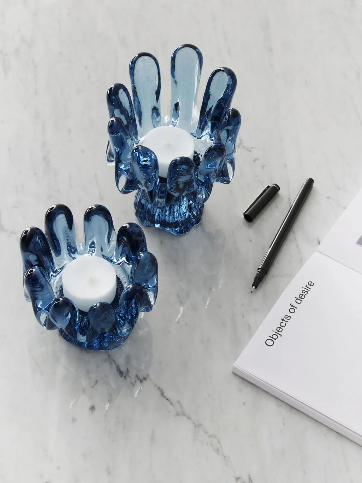 Photophore en verre circulaire Solros 11,5 cm, Bleu Kosta Boda