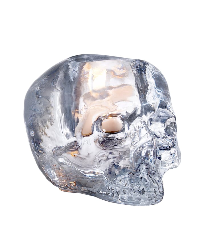 Photophore tête de mort 8,5 cm - verre transparent - Kosta Boda