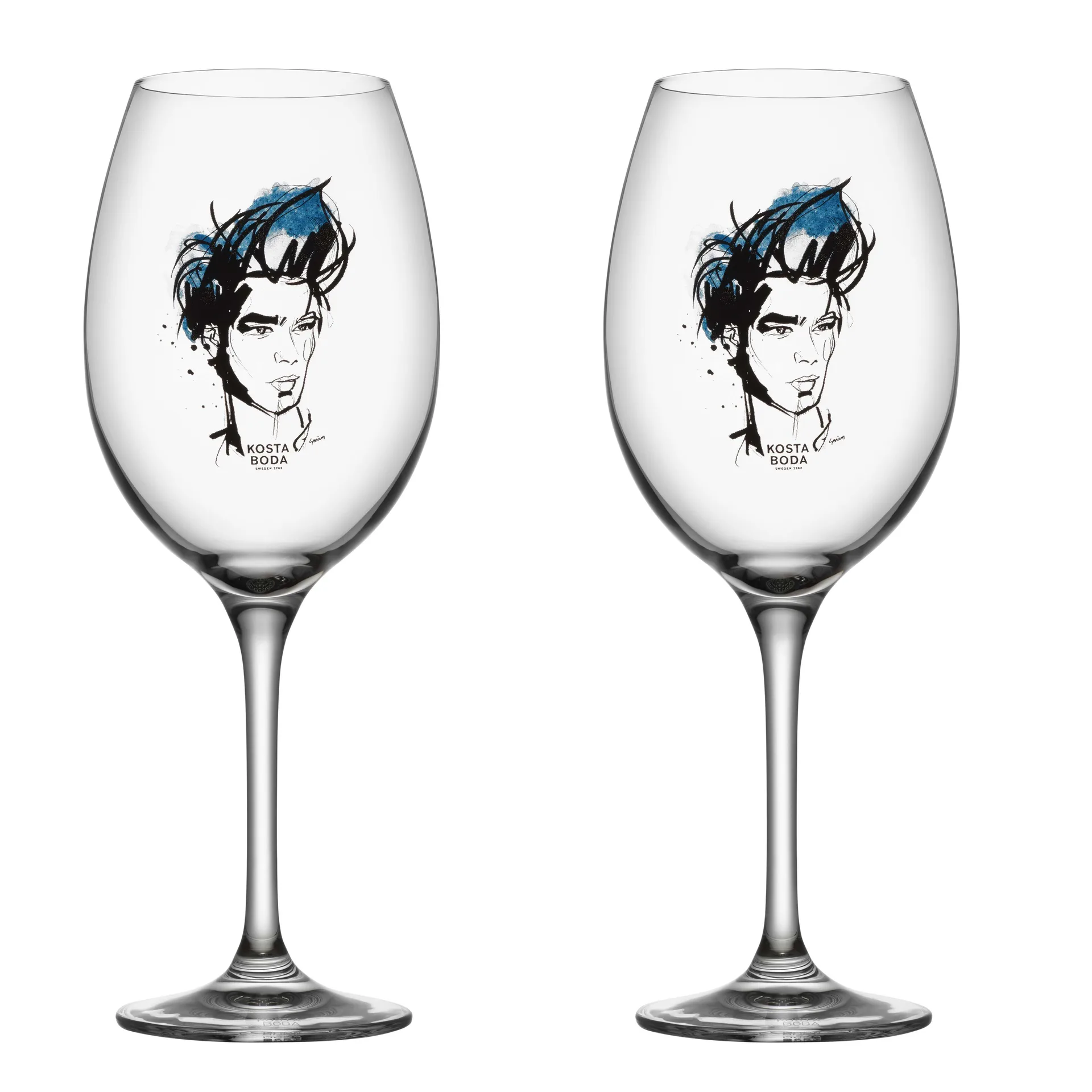 Verre à vin All about you 52 cl lot de 2, miss him (blue) Kosta Boda