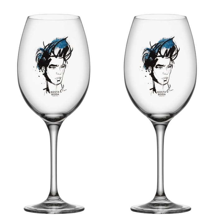 Verre à vin All about you 52 cl lot de 2 - miss him (blue) - Kosta Boda