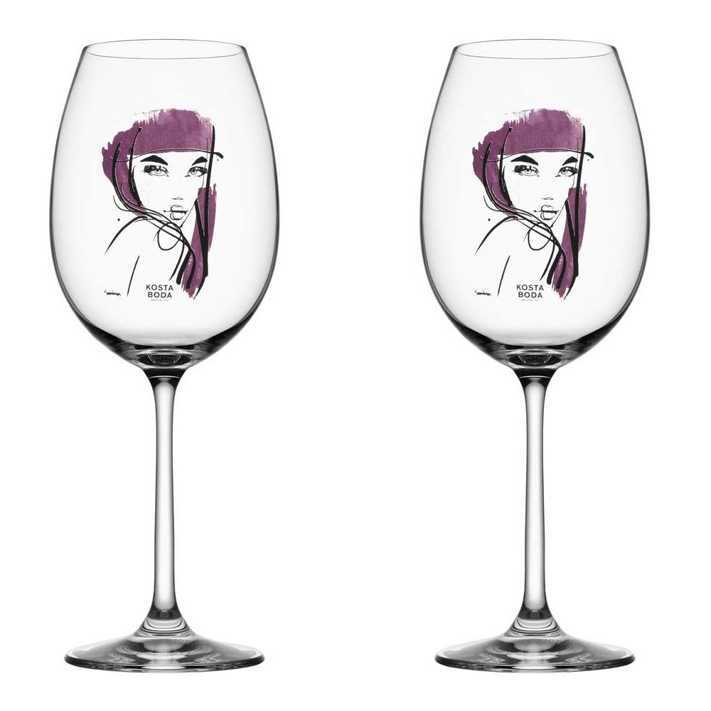 kosta boda verre à vin all about you 52 cl lot de 2 prune