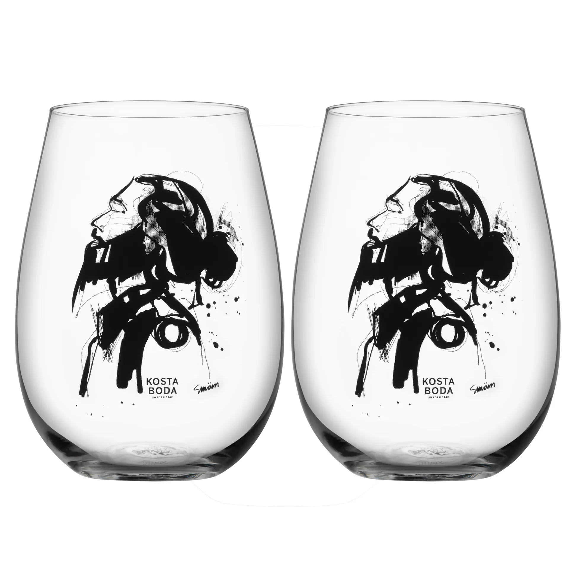 Verre All about you 57 cl lot de 2, love him (gris) Kosta Boda