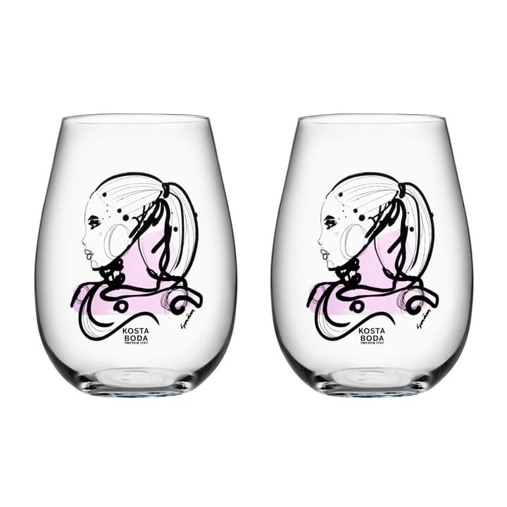 Verre All about you 57 cl lot de 2 - love you (rose) - Kosta Boda