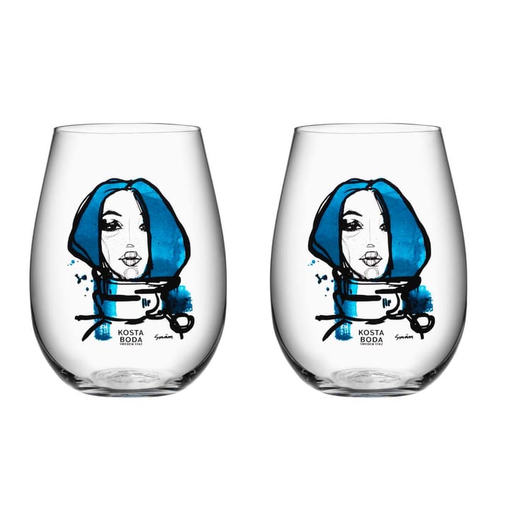 Verre All about you 57 cl lot de 2 - miss you (bleu) - Kosta Boda