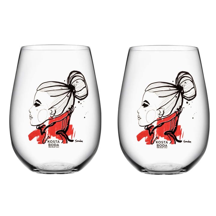 Verre All about you 57 cl lot de 2 - want you (rouge) - Kosta Boda