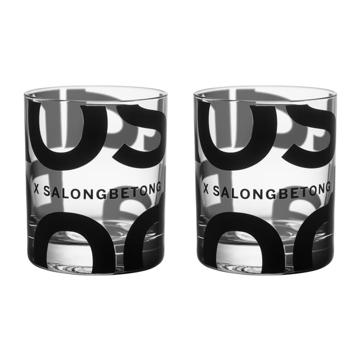 Verre DOF Salong Betong 35 cl, lot de 2 - Noir transparent - Kosta Boda