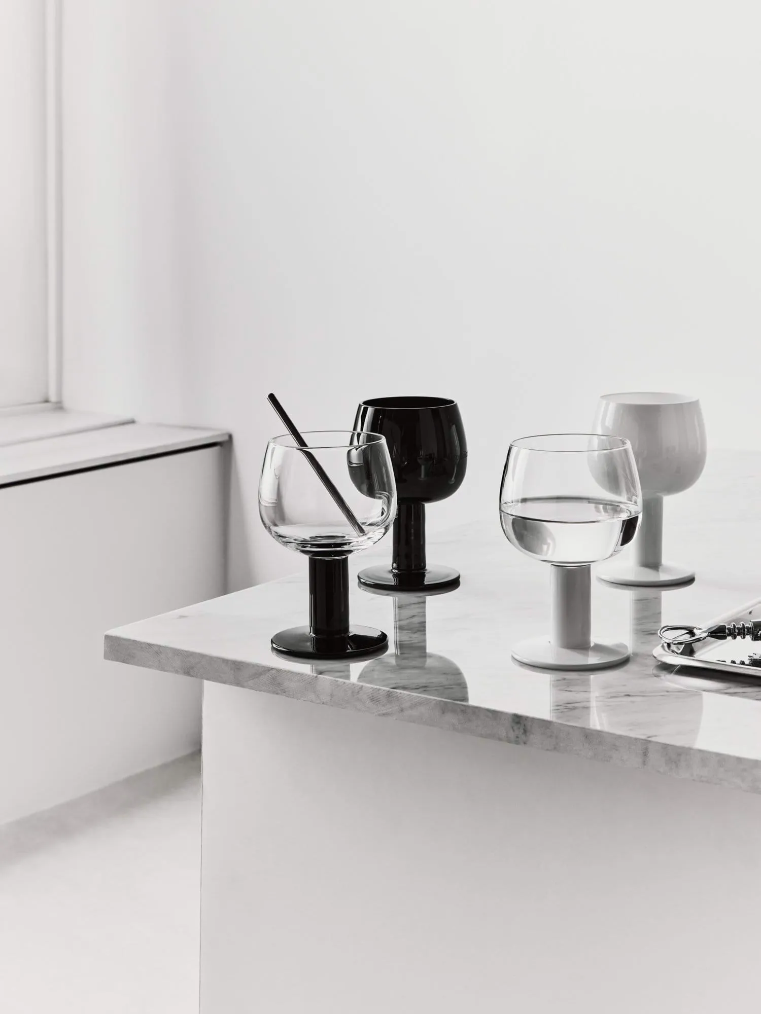 verre Fars, Blanc-noir, lot de 4 Kosta Boda