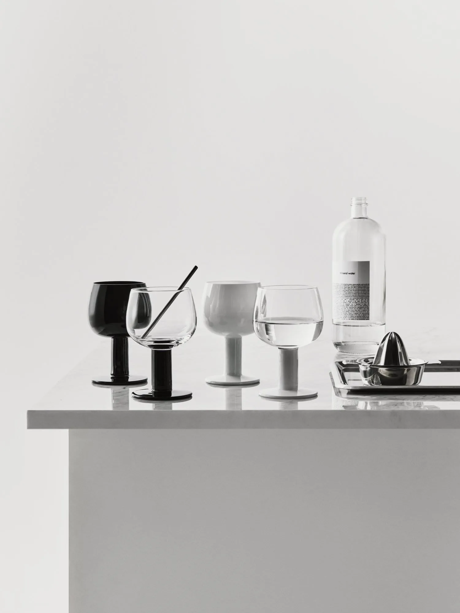 verre Fars, Blanc-noir, lot de 4 Kosta Boda