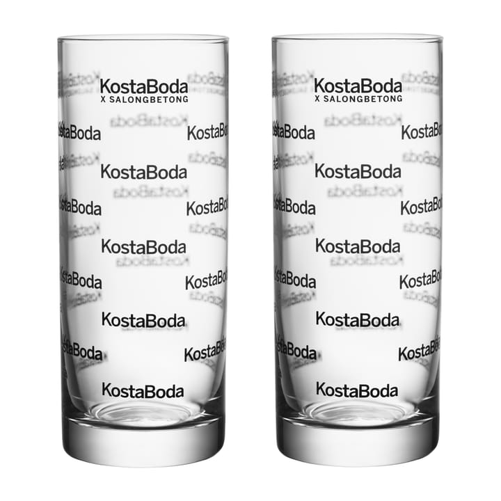 Verre highball Salong Betong 33 cl, lot de 2 - Noir transparent - Kosta Boda