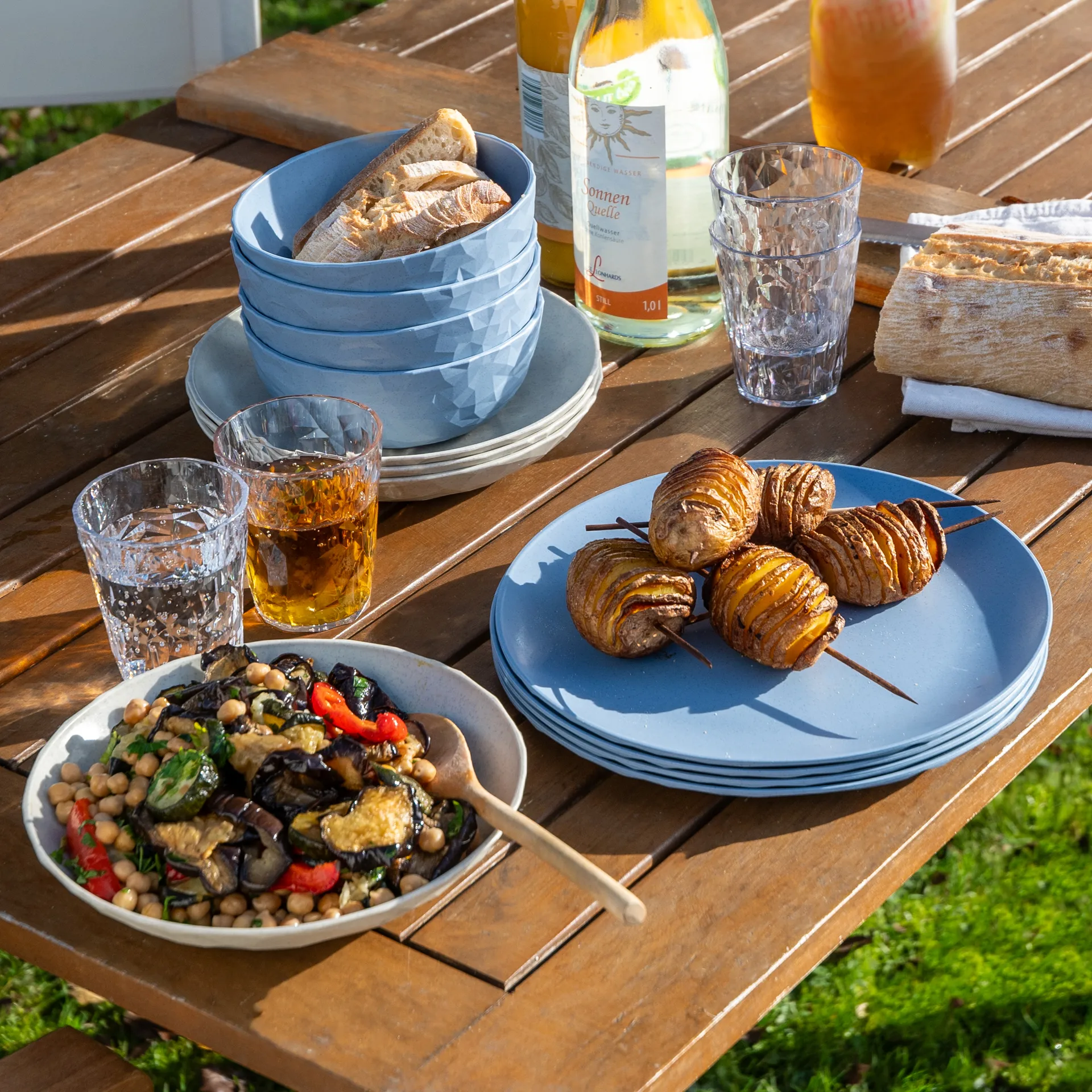 Assiette Club thermoplastique biocirculaire Ø26 cm, 4 pièces, Nature flower blue Koziol