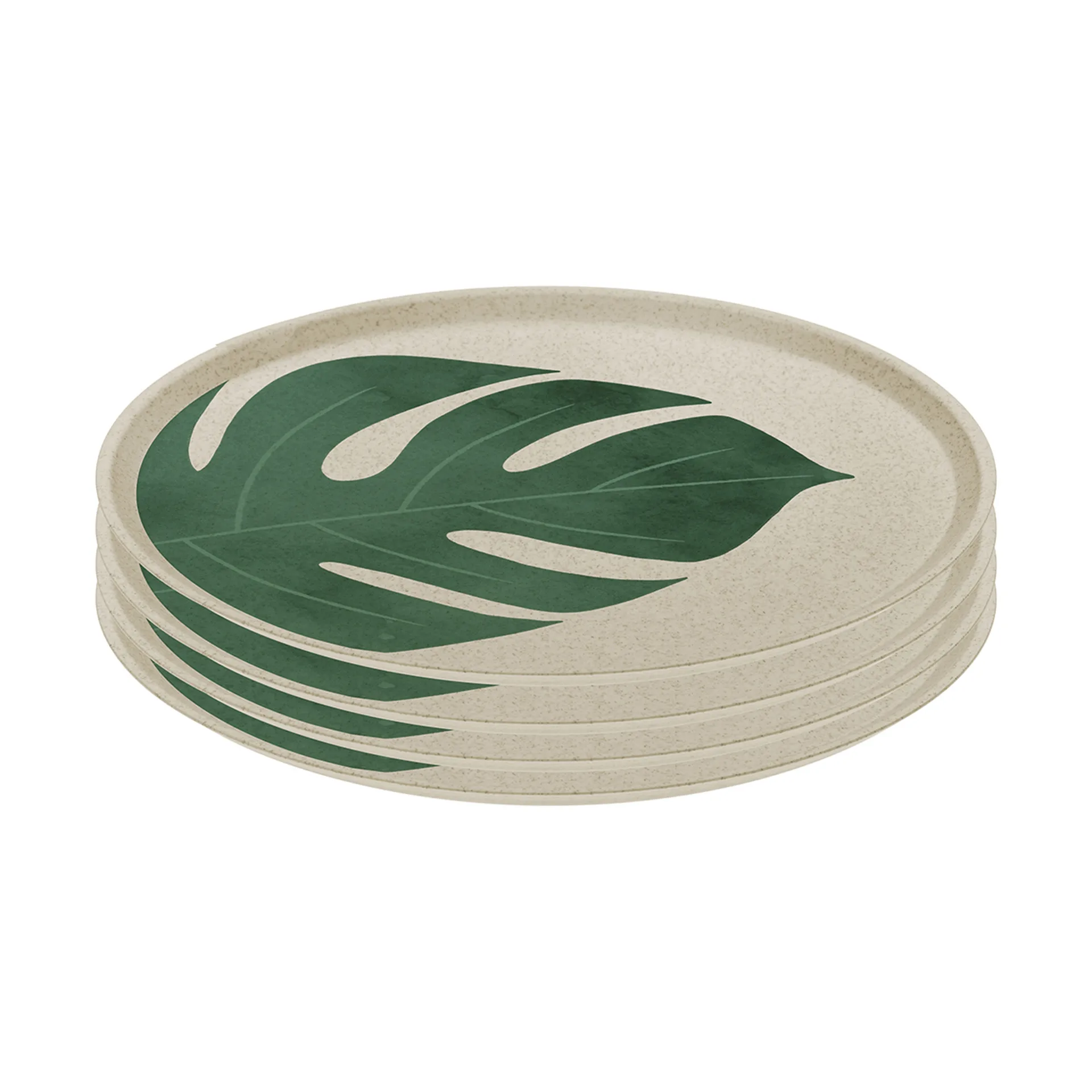 Assiette Connect Ø 25,5 cm, lot de 4, Monstera leaf Koziol