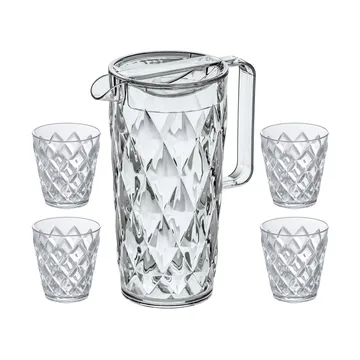 Carafe Crystal avec 4 verres - Cristal clair - Koziol