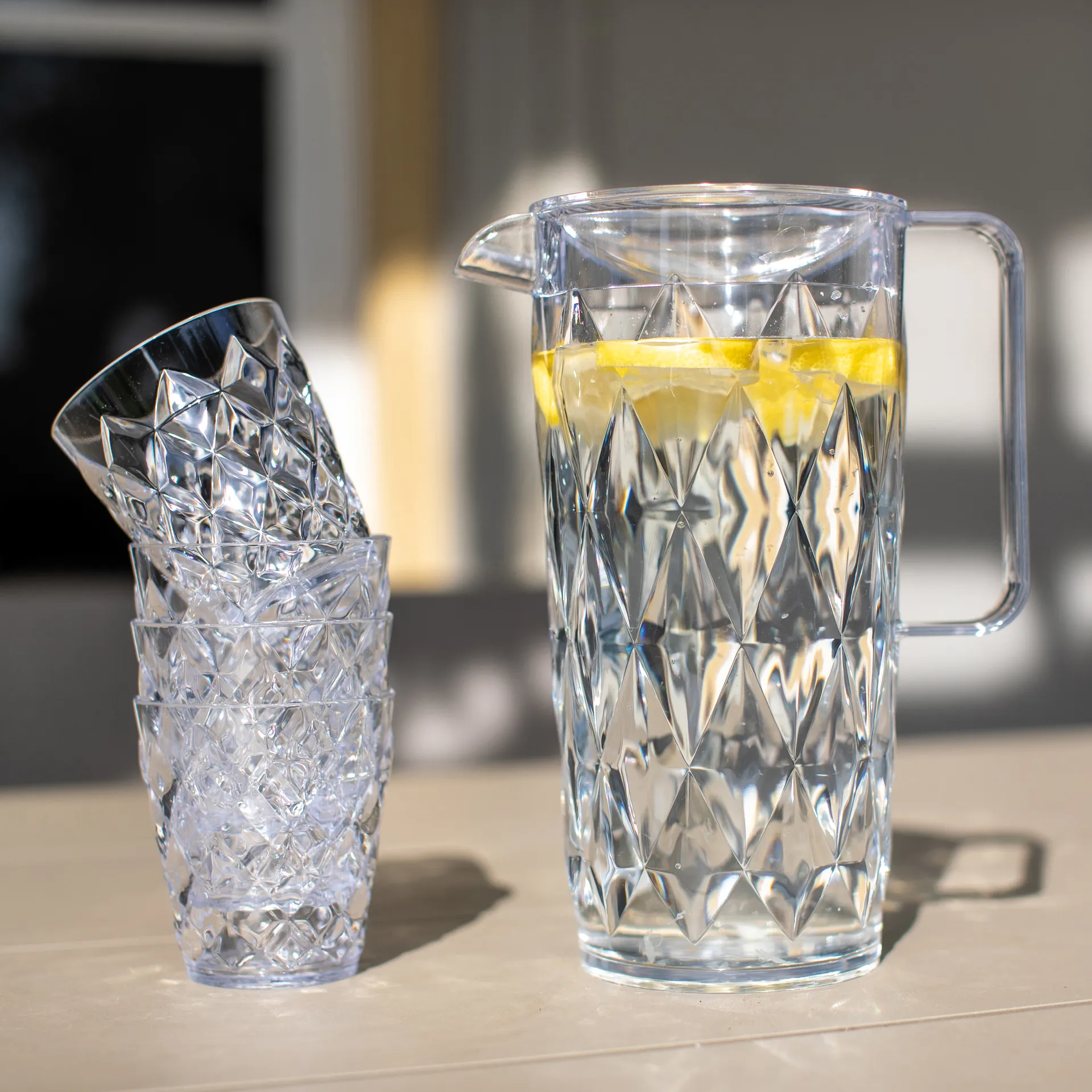 Carafe Crystal avec 4 verres, Cristal clair Koziol