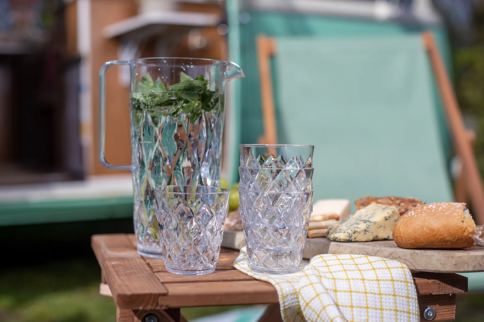 Carafe Crystal avec 4 verres, Cristal clair Koziol